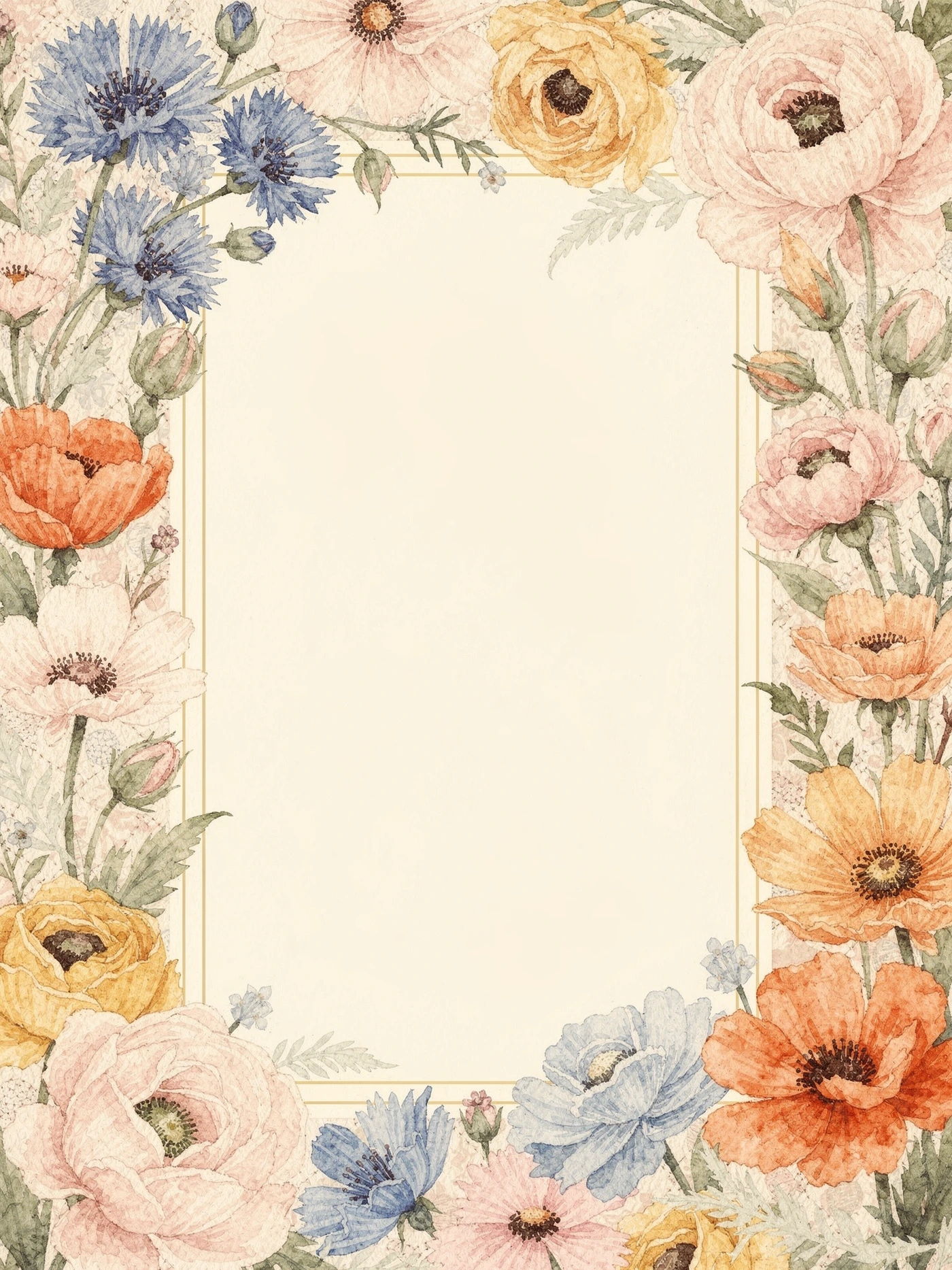 Wildflower Panel — a free floral bridal shower invitation template on InviteDrop